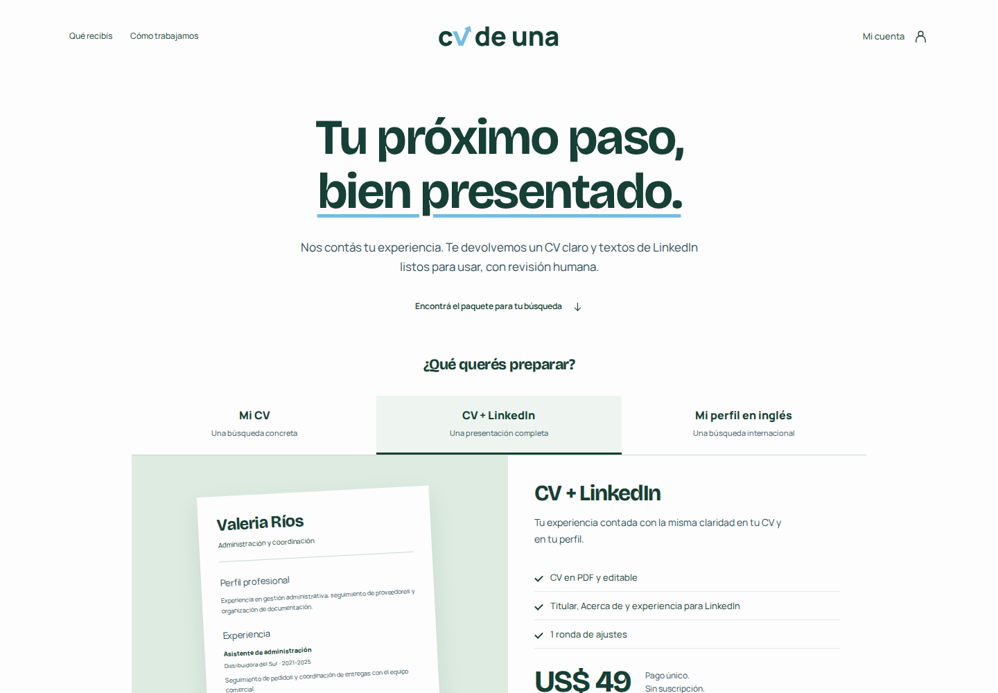 Aplicación de la identidad en la portada de CV de Una